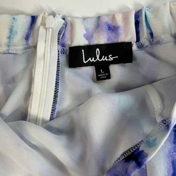Lulus Ingenue Purple Print Two-Piece Maxi Dress Womens Large Watercolor Travel - Picture 8 of 13